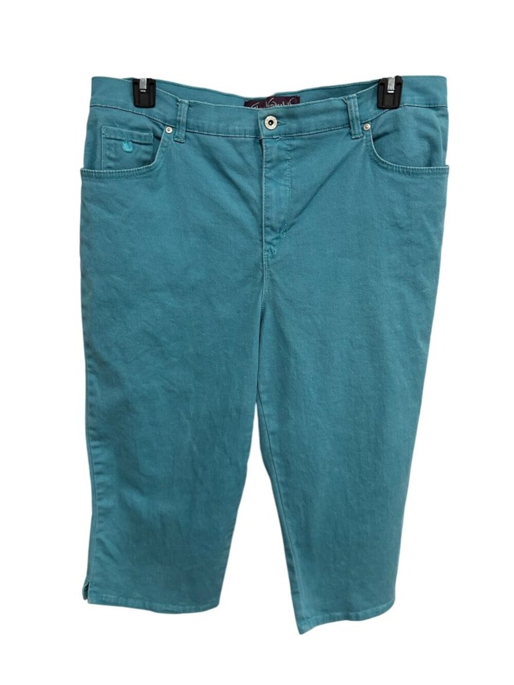 Gloria Vanderbilt Teal Bermuda Shorts Size 16 Mid-Rise Stretchy Coastal Classic